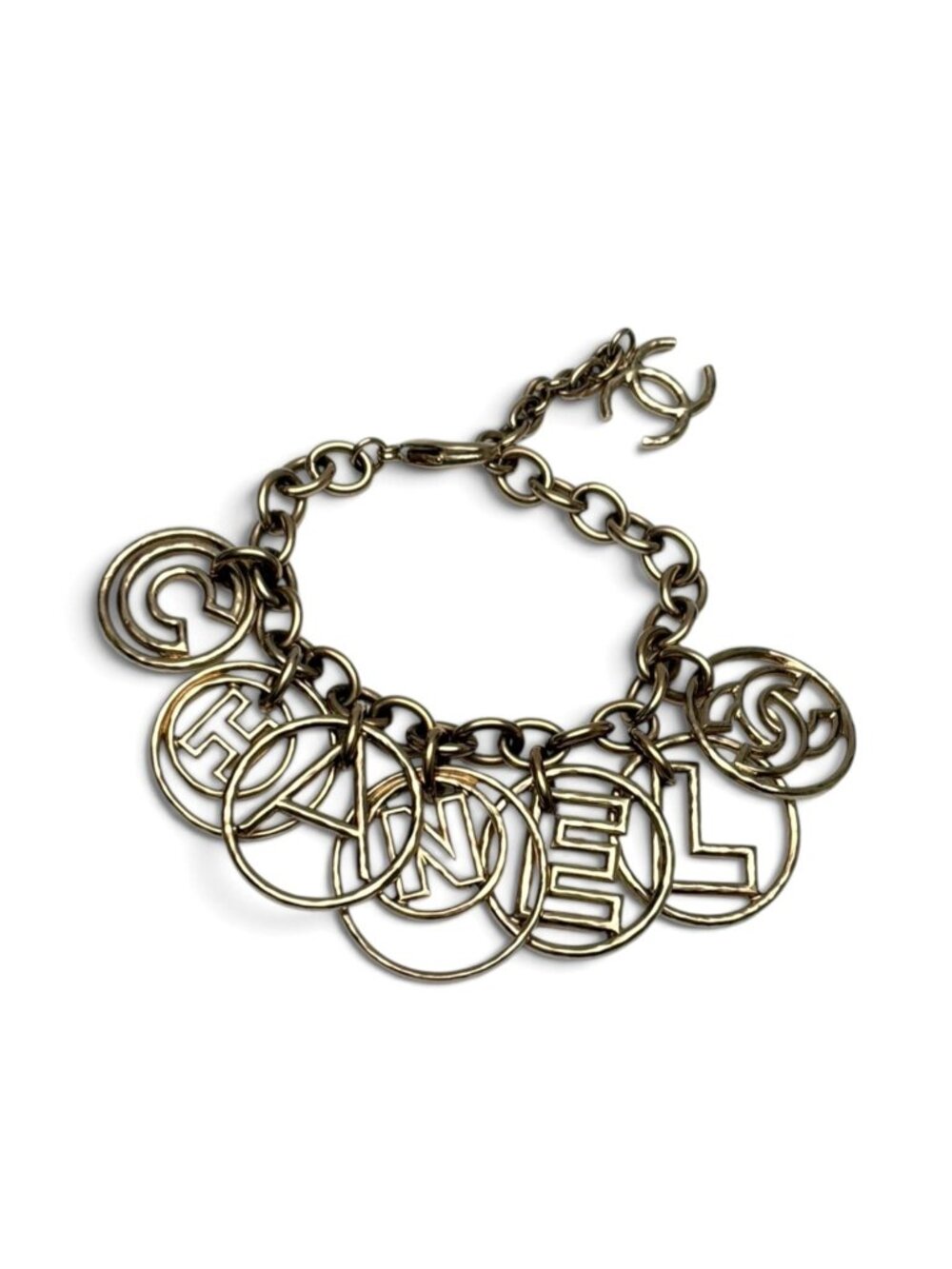 2017 CRUISE  "CHANEL" LETTER AND HOOP CHARM BRACELET